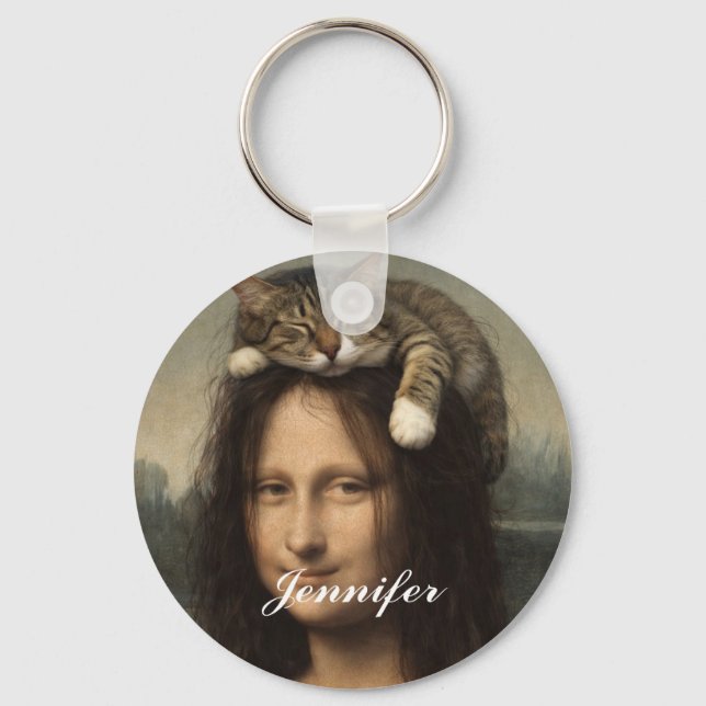 Llavero Mona Lisa con gato dormido (Anverso)