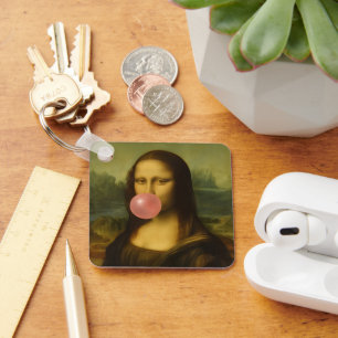 Llavero Mona Lisa Soplando Goma Rosa