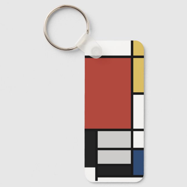 Llavero Mondrian Pintura de Plano Rojo Amarillo Azul Gris  (Anverso)