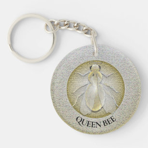 Llavero Moneda de abeja de metal dorado moderno
