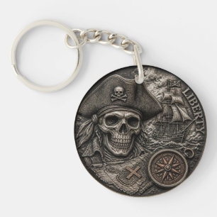 Llavero Moneda de níquel de cráneo de pirata