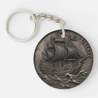 Llavero Moneda de níquel pirata vintage de 1936