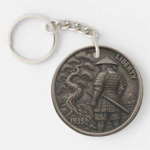 Llavero Moneda de samurái hobo grabada en doble cara