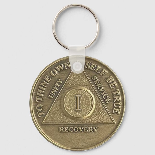 Llavero Moneda personalizada de 1 año sober - Aniversario (Anverso)