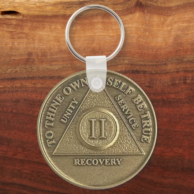 Llavero Moneda personalizada de 2 años de sober - Aniversa (Anverso)
