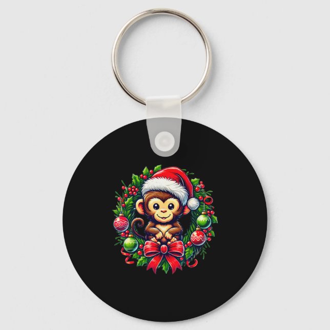 Llavero Monkey Santa Hat Christmas Xmas  (Anverso)