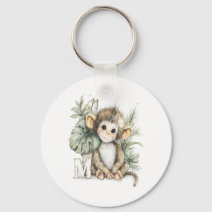Llavero Mono alfabeto de animales bebés acuarela lindo