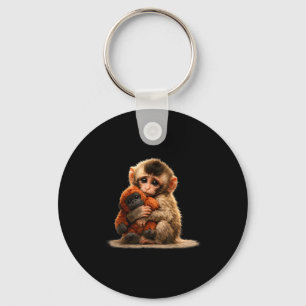 Llavero Mono bebé abrazando peluche lindo macaco japonés