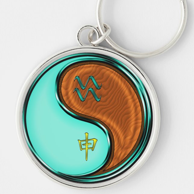 Llavero Mono de Aquarius y Madera (Frente)