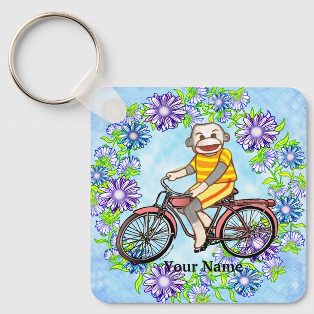 Llavero Mono de calcetín de bicicleta de pedal (Anverso)