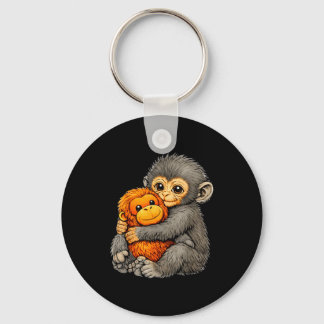 Llavero Mono divertido mono bebé lindo abrazando peluche 