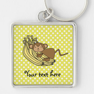 Llavero Mono en plátanos y lunares amarillos
