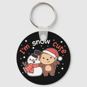 Llavero Mono I Love You Snow Mucho Snowman Pun Keychain
