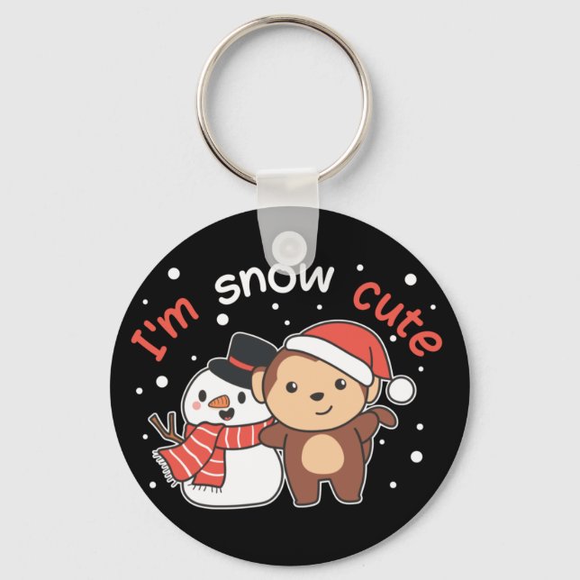 Llavero Mono I Love You Snow Mucho Snowman Pun Keychain (Anverso)
