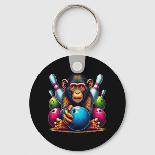 Llavero Mono Jugando Bowling Deportes Amante Animal Para H