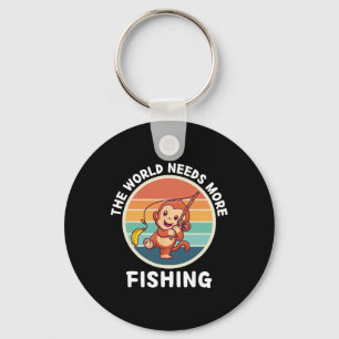 Llavero Mono Lindo Vintage El Mundo Necesita Más Pesca L