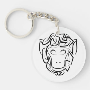 Llavero Mono tribal blanco y negro