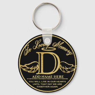 Llavero Monogram In Loving Memory Gold Memorial Letter D