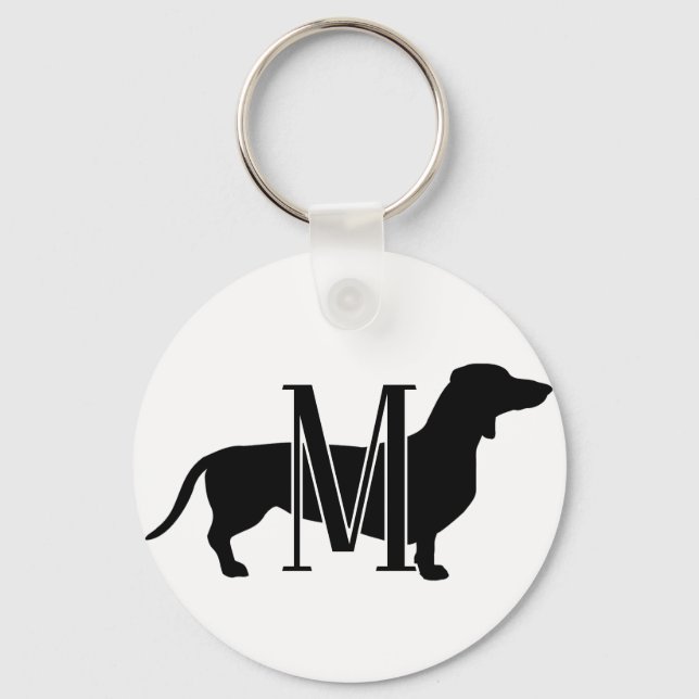 Llavero Monogram Initial I Love Dachshunds Silhouette  (Anverso)