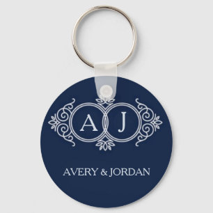 Llavero Monogram initials wedding  frame minimal design 