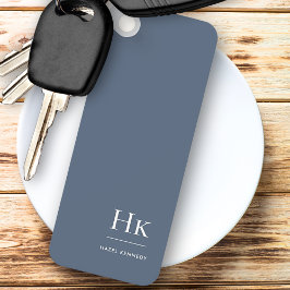 Llavero Monogram Modern Classic Minimalist Navy Blue White