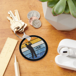 Llavero Monogram Silhouette Golfer Retro Stripe