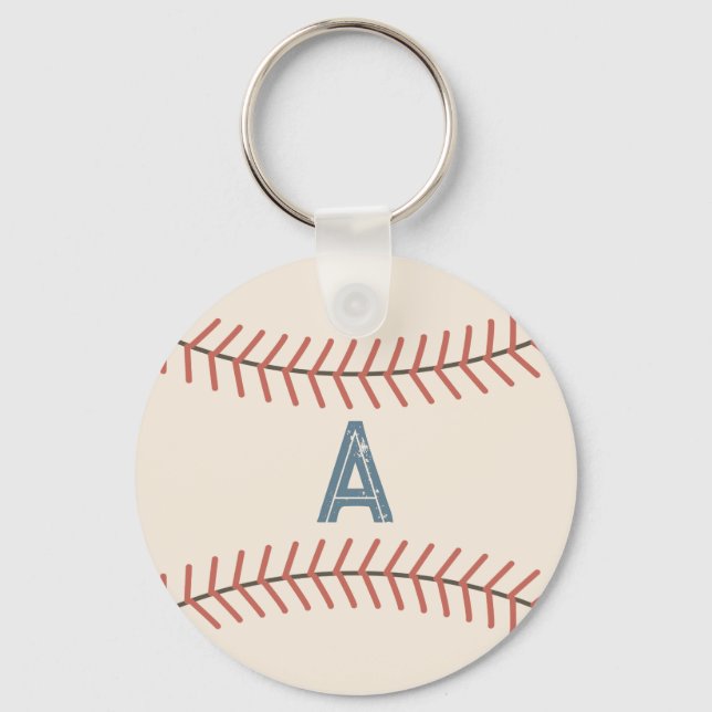 Llavero Monogram Vintage Baseball Keychain Gift (Anverso)