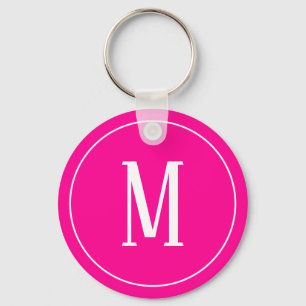 Llavero Monogram White on Hot Pink Keychain
