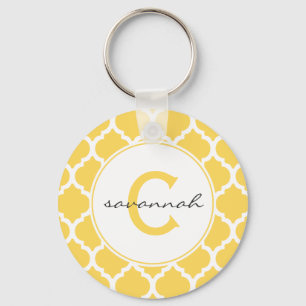 Llavero Monograma amarillo de Quatrefoil