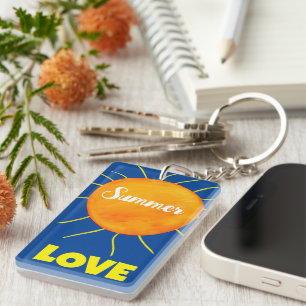 Llavero Monograma Amarillo Naranja Sol Amor de verano