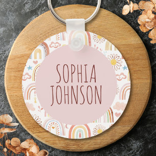 Llavero Monograma Arcos Iris y Flores de Margarita Colorid
