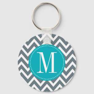 Llavero Monograma azul y gris ciánico del personalizado d