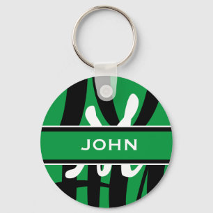 Llavero Monograma blanco negro verde deportivo personaliza