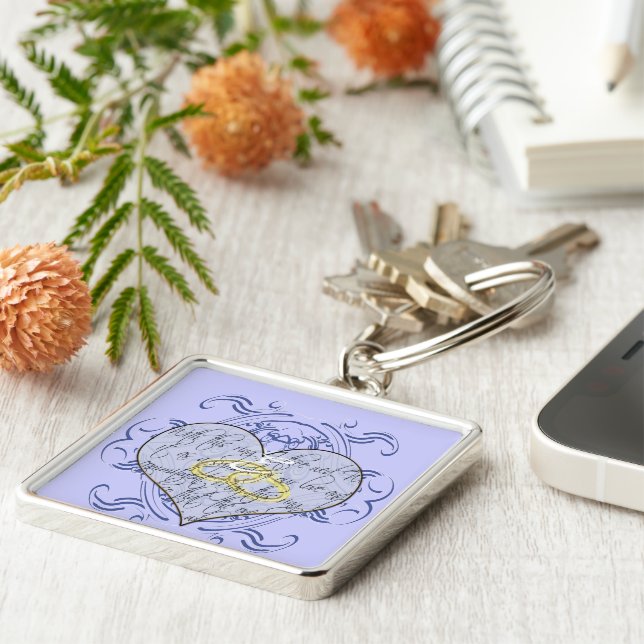 Llavero Monograma Boda Vow Heart (Lado)