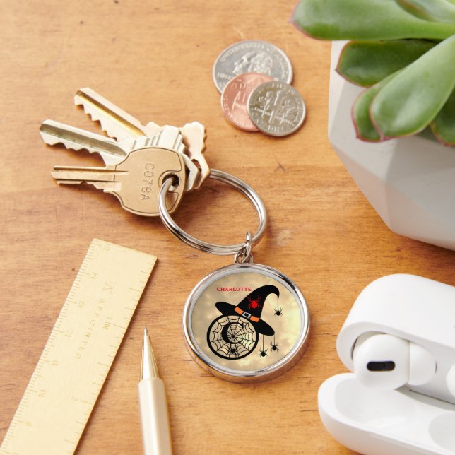 Llavero Monograma C Halloween Sky Witch Spider Name (Escritorio )