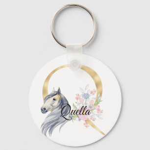 Llavero Monograma caballo lindo floral giratorio nombre ec