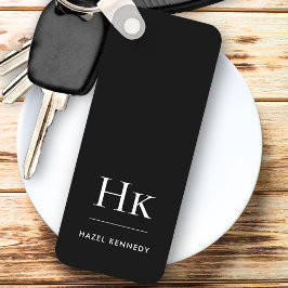 Llavero Monograma Clásico Moderno Minimalista Negro y Blan