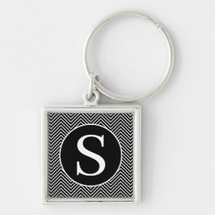 Llavero Monograma Classic Serif RF Delgado Chevron Negro