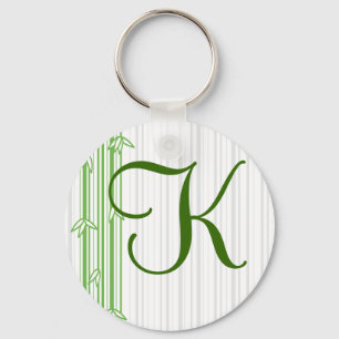 Llavero Monograma con fondo de bambú - Letra K