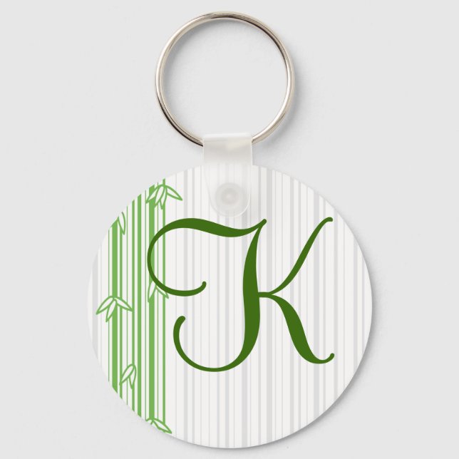 Llavero Monograma con fondo de bambú - Letra K (Anverso)