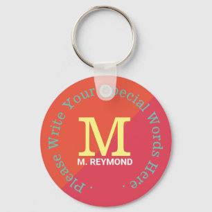 Llavero monograma con texto personalizado en dos tonos roj
