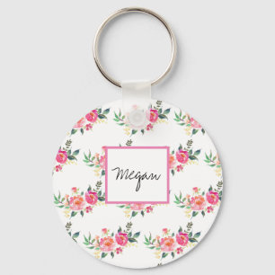 Llavero monograma conocido personalizado de la flor del