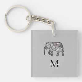 Llavero Monograma Cute Graphics Elephant Personalizado Neg