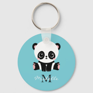 Llavero Monograma Cute Panda Goma de burbuja personalizada