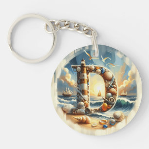 Llavero Monograma D del faro marino oceánico