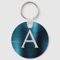 Monograma de acero inoxidable Blue Modern Faux