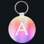 Llavero Monograma de acero inoxidable color rosa y púrpura<br><div class="desc">Cláusula elegante de acero inoxidable metálico pastel rosa,  Naranja y púrpura. Estas cadenas de claves se pueden personalizar para incluir su nombre inicial y su nombre de pila. Estas cadenas de claves hacen grandes favores de cumpleaños,  ducha de novia o fiesta de soltera.</div>