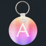 Llavero Monograma de acero inoxidable color rosa y púrpura<br><div class="desc">Cláusula elegante de acero inoxidable metálico pastel rosa,  Naranja y púrpura. Estas cadenas de claves se pueden personalizar para incluir su nombre inicial y su nombre de pila. Estas cadenas de claves hacen grandes favores de cumpleaños,  ducha de novia o fiesta de soltera.</div>