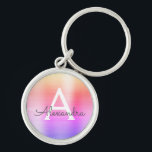 Llavero Monograma de acero inoxidable color rosa y púrpura<br><div class="desc">Cláusula elegante de acero inoxidable metálico pastel rosa,  Naranja y púrpura. Estas cadenas de claves se pueden personalizar para incluir su nombre inicial y su nombre de pila. Estas cadenas de claves hacen grandes favores de cumpleaños,  ducha de novia o fiesta de soltera.</div>