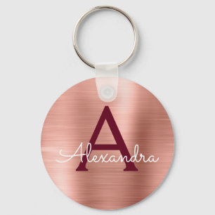 Llavero Monograma de acero inoxidable de color rosa rosa d